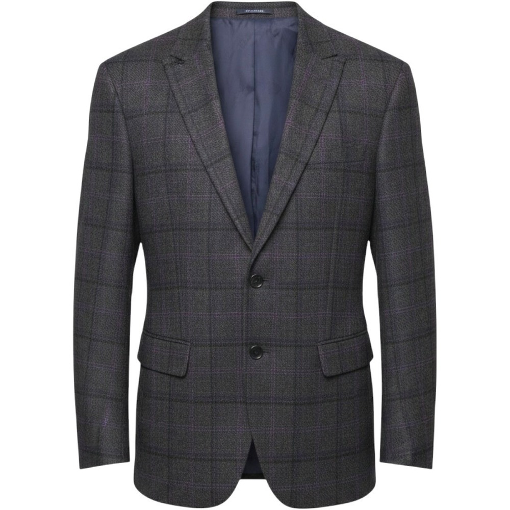 Jos. A. Bank Blazer Jacket Men 44R Grey Purple Windowpane 1905 Sport Coat Moon